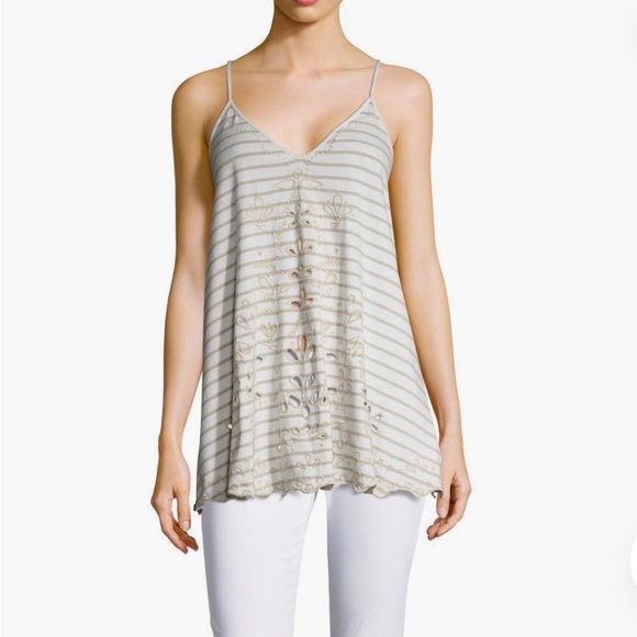 FREE PEOPLE Sefaring Striped Embroidered Top - Picture 2 of 8